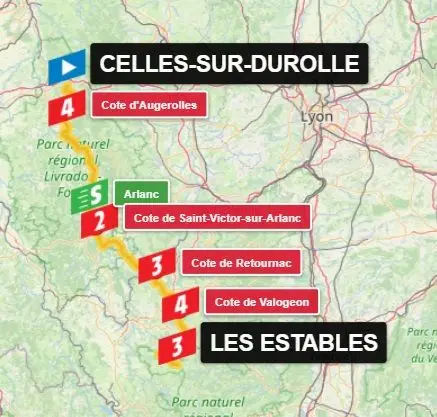 Mapa Critérium du Dauphiné 2024 etapa 3&nbsp;