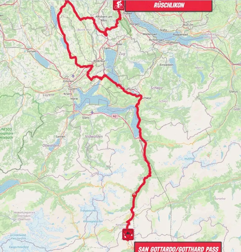 Mapa Tour de Suisse 2024 etapa 3&nbsp;
