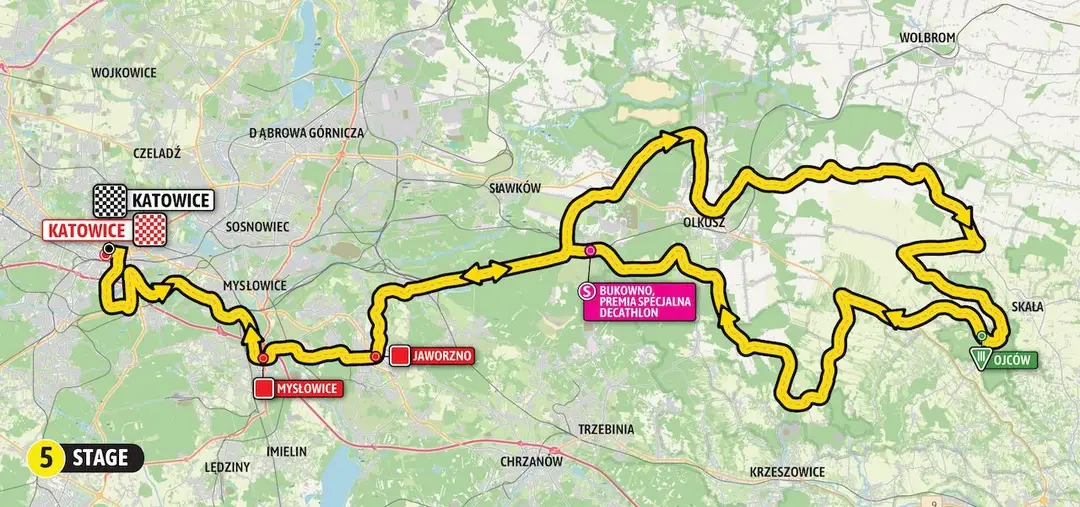 Mapa Tour de Pologne 2024 etapa 5&nbsp;