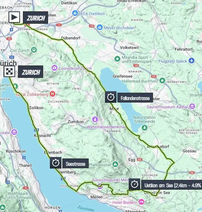 Map 2024 Zurich World Championships Time-Trial