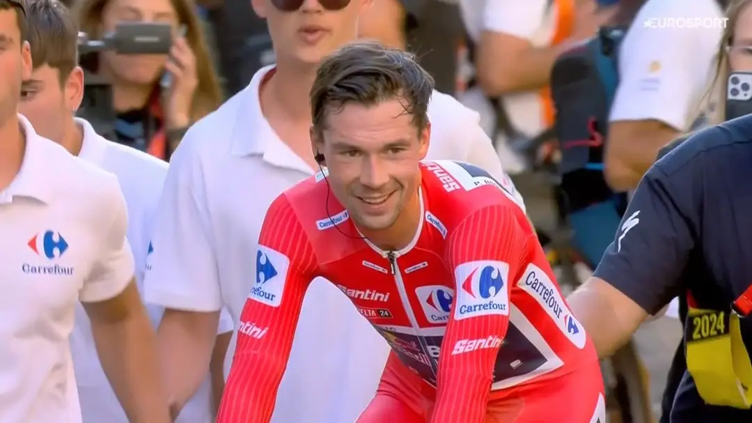 Roglic was all smiles after crossing the finish line on stage 21 in Madrid