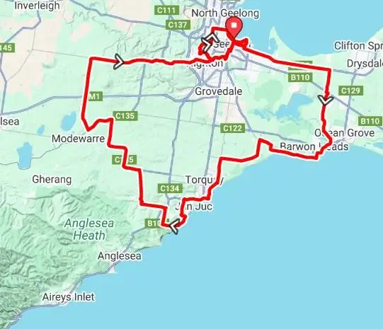 Map Cadel Evans Great Ocean Road Race 2025