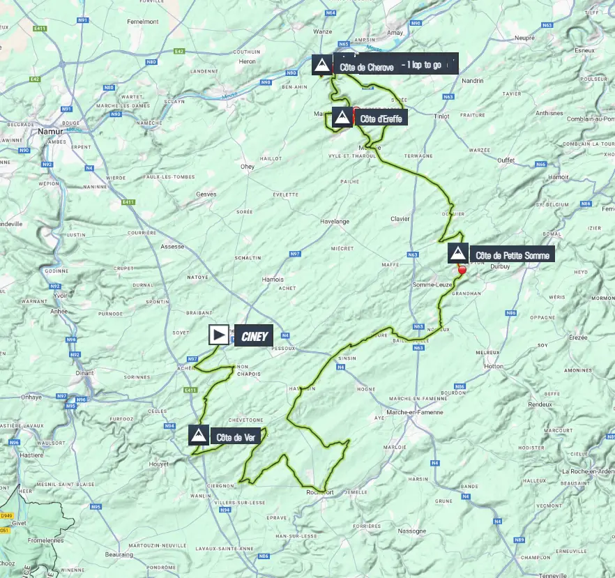 Map Flèche Wallonne 2025