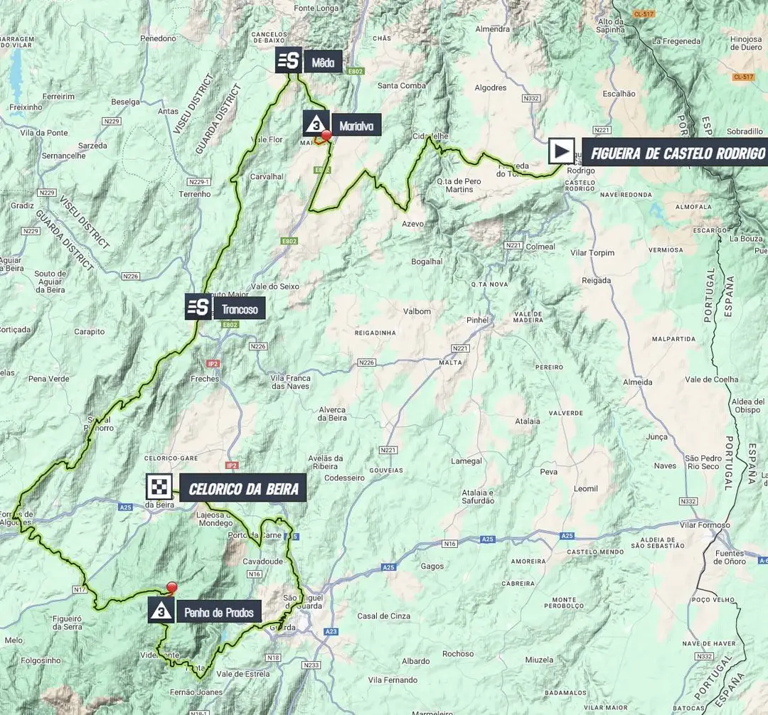 Mapa da 2ª etapa do GP Internacional da Beiras e Serra da Estrela 2025