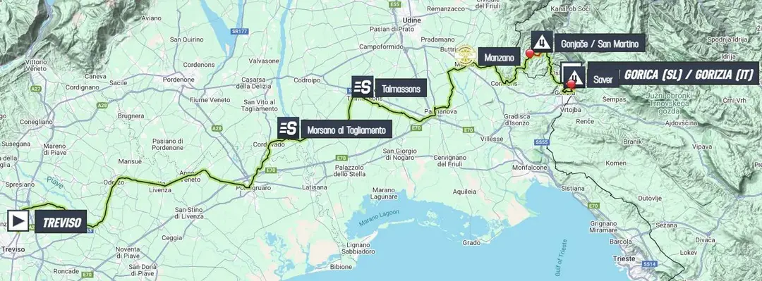 Mapa da etapa 14 da Volta a Itália 2025