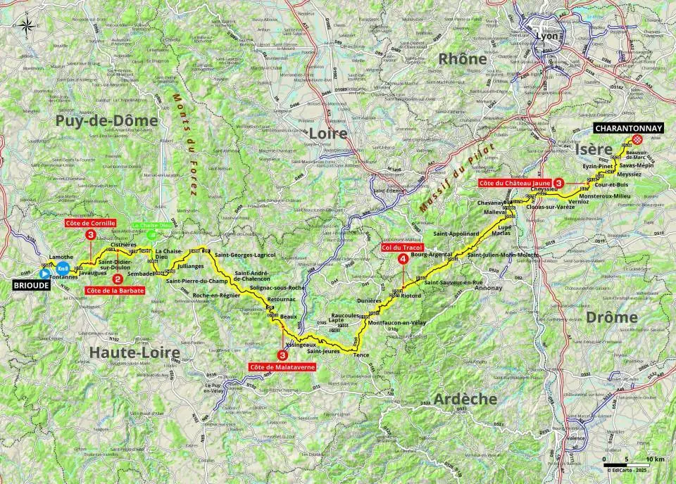 Map Criterium du Dauphiné 2025 stage 3