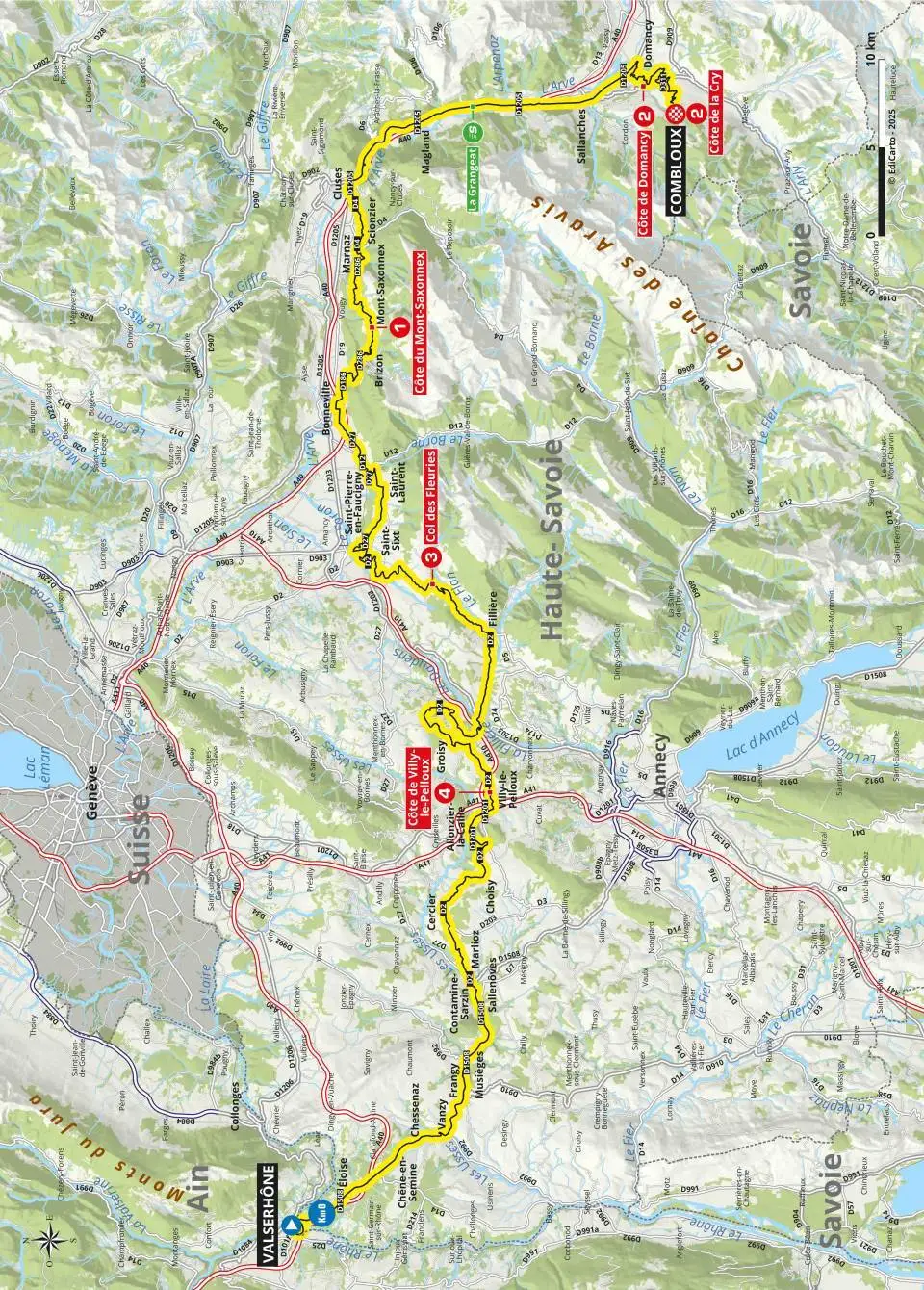Mapa da 6ª etapa do Critérium du Dauphiné 2025