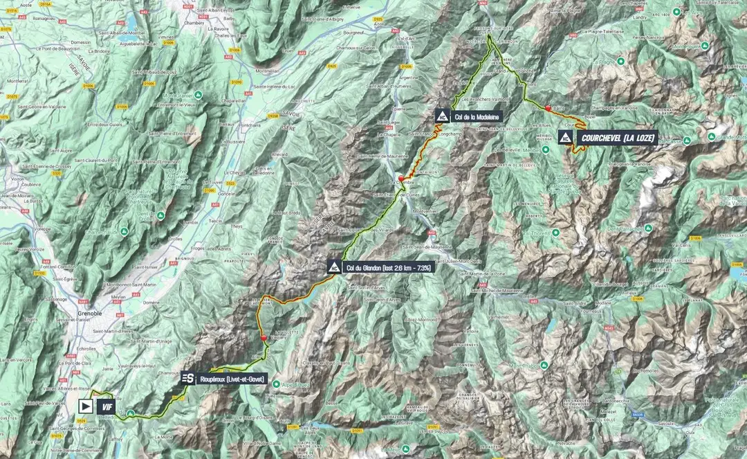Map Tour de France 2025 stage 18