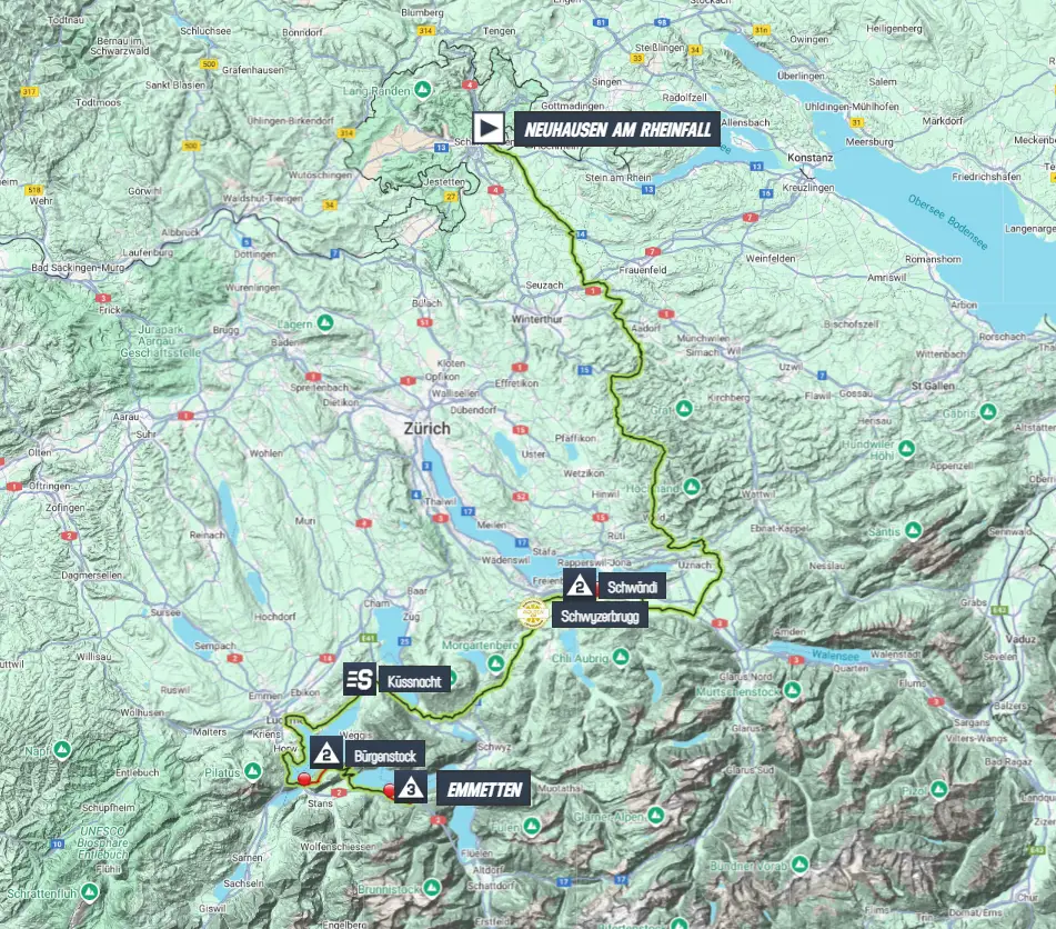 Map Tour de Suisse 2025 stage 7