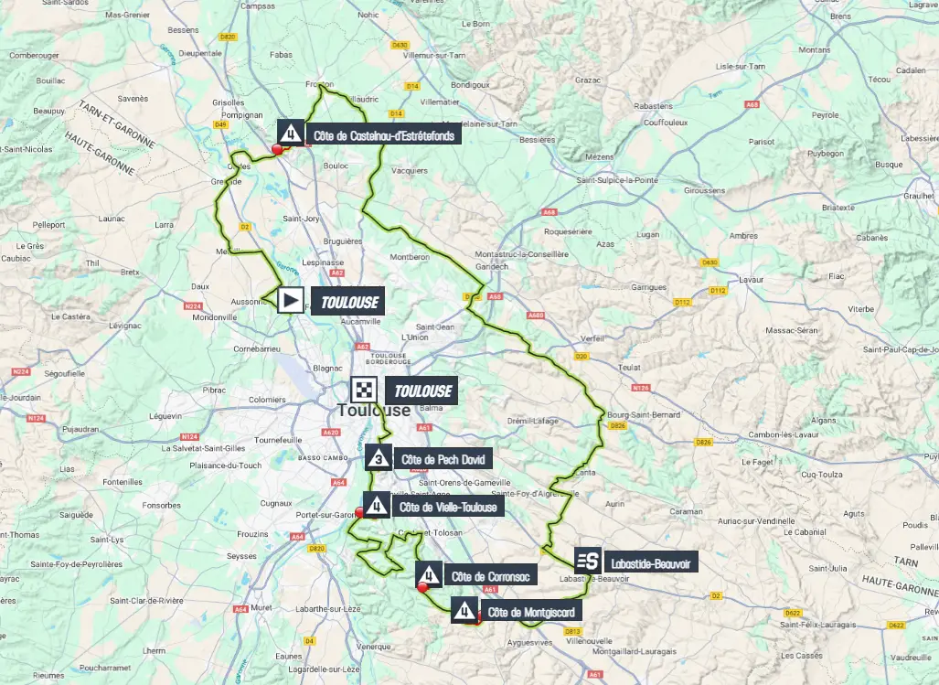 Mapa da etapa 11 da Volta a França 2025