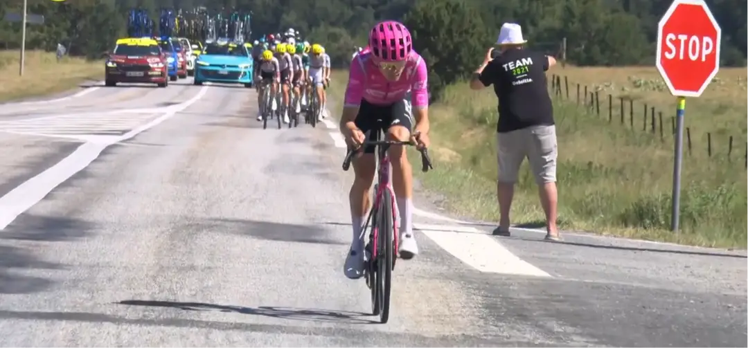 Alex Baudin was the last man standing from the breakway.