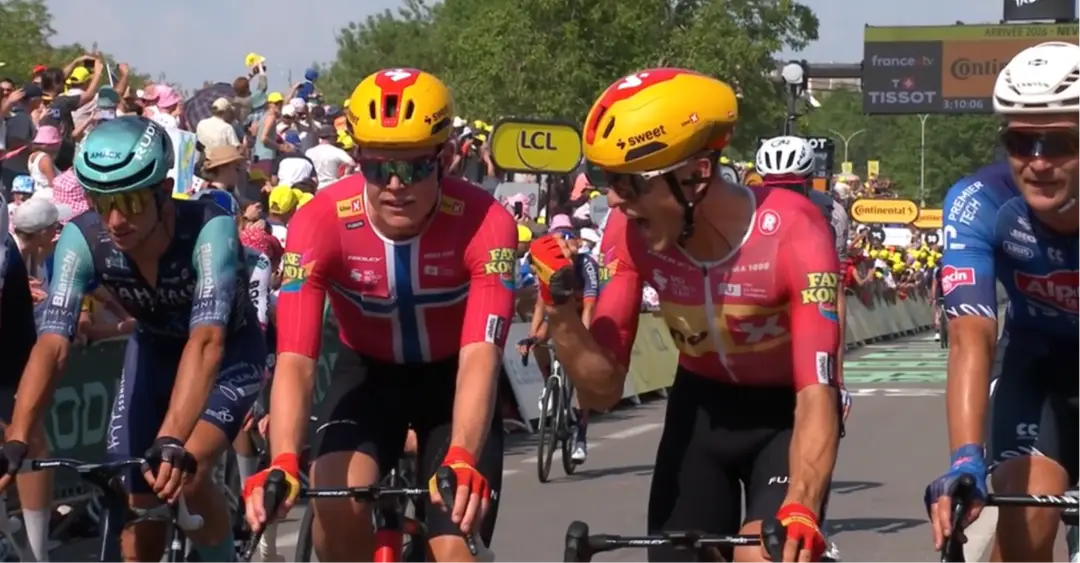 Soren Waerenskjold won the fastest road stage in Tour de France history, setting a new record for the highest average speed. The celebrations at Uno-X Mobility must have become even bigger once the Norwegian team's achievement was confirmed.