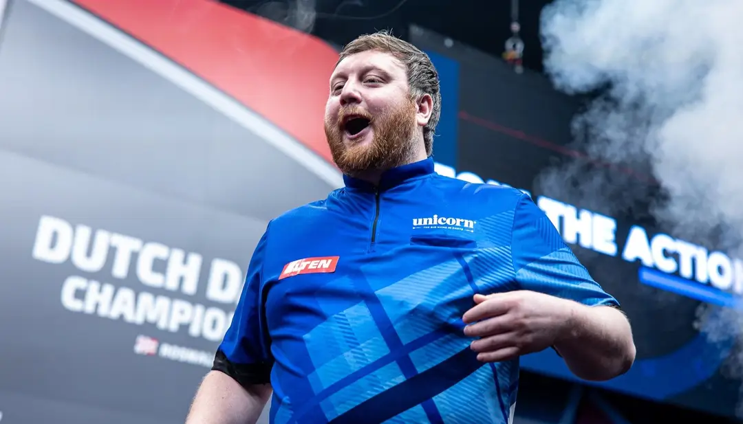 Cameron Menzies in action at the Dutch Darts Championship