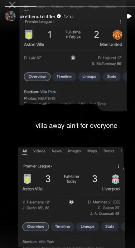 Luke Littler deelt via Instagram Stories een plaagstootje uit aan de fans van Liverpool