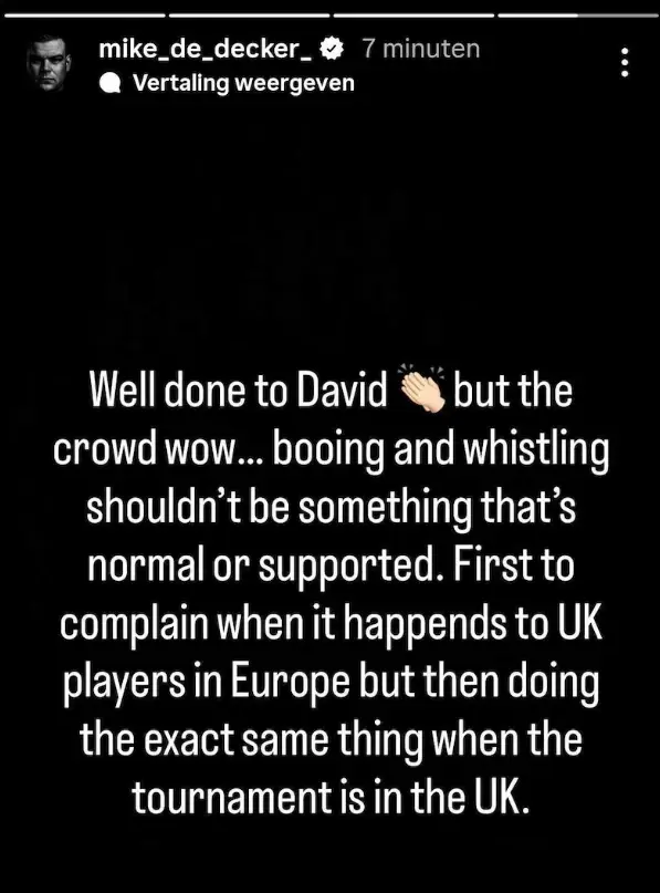 De reactie van Mike De Decker op Instagram