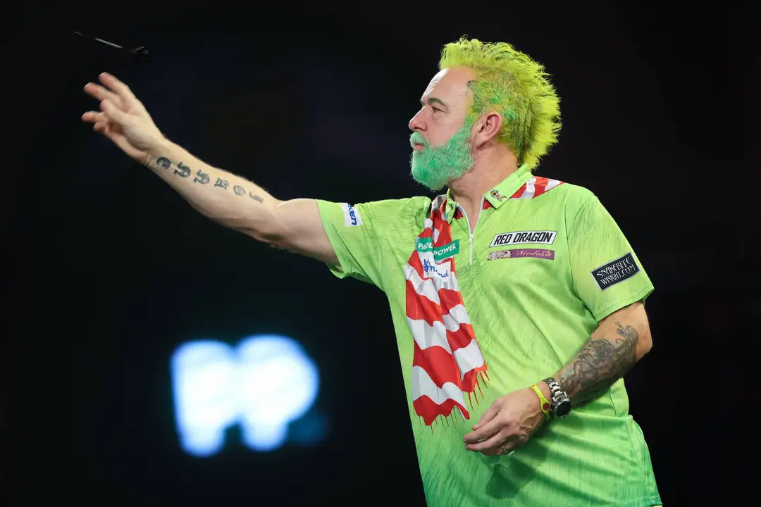 Peter Wright in actie tijdens het recente World Darts Championship