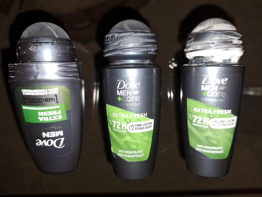 links: oude deo roller ; midden en rechts: nieuwe deo roller.