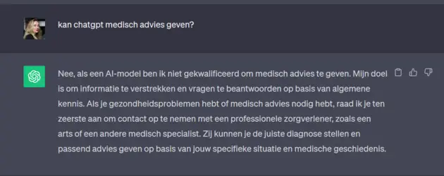 ChatGPT medisch advies