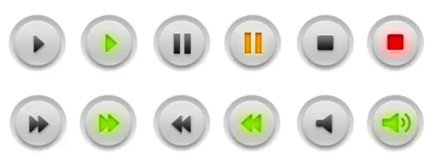 <i>Bedieningselementen geven de gebruiker controle over de video</i>.