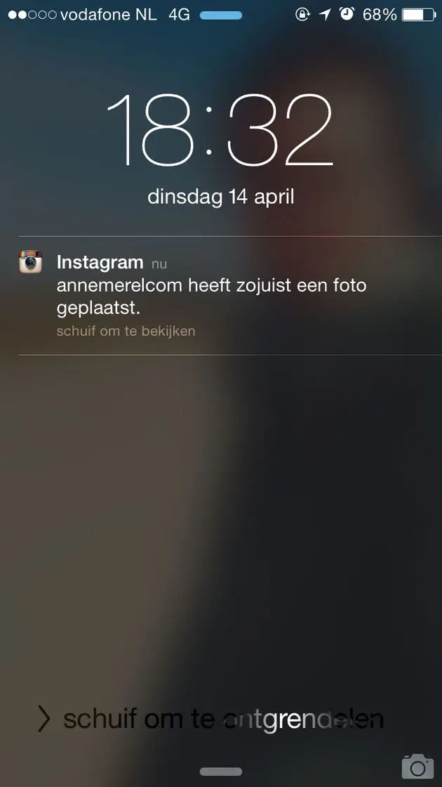 voorbeeld van de melding