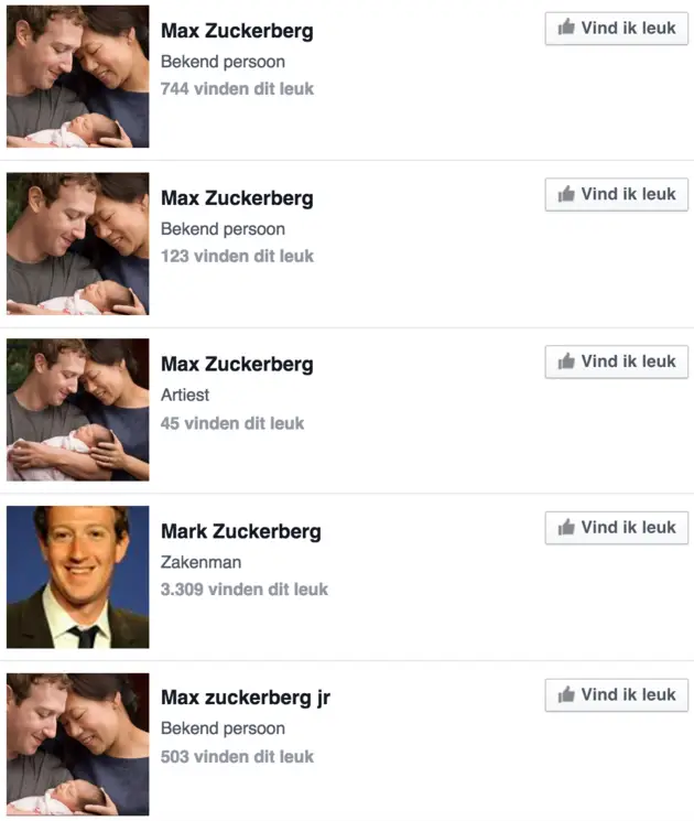 Max Zuckerberg op Facebook