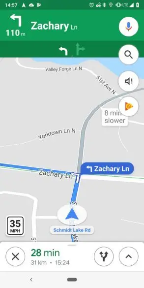 <em>In de hoek linksonder wordt de maximumsnelheid weergegeven.Source: Android Police<\/em>