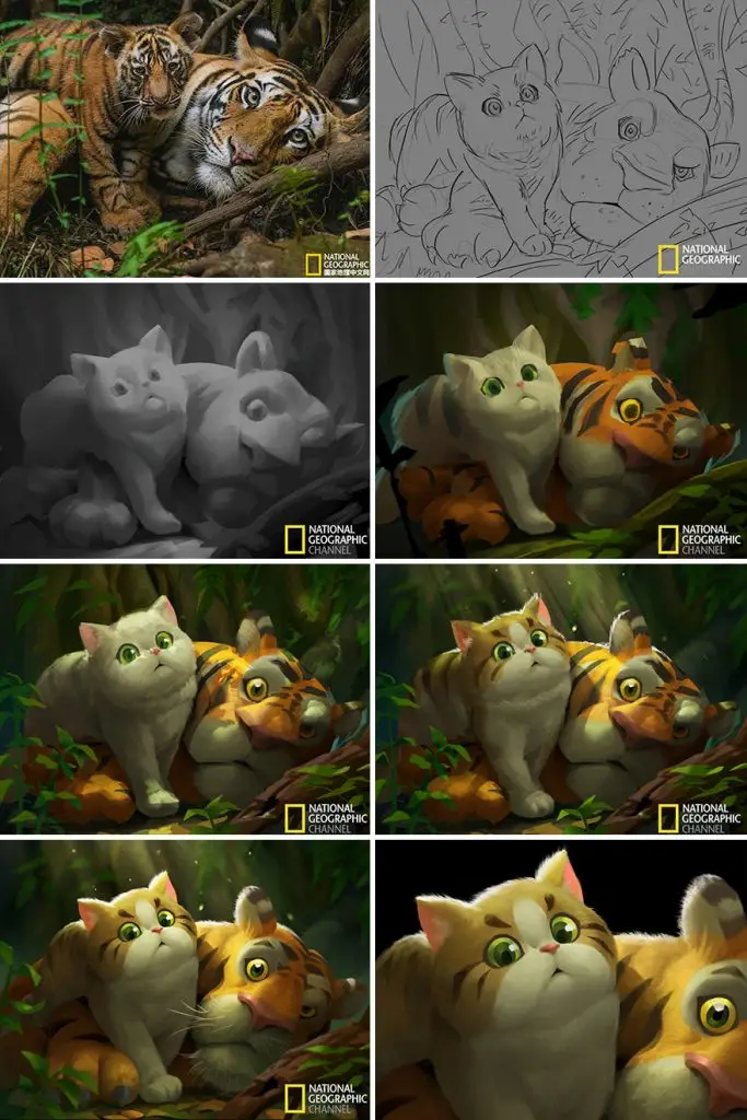 artist transforms national geographic photographs into adorable illustrations 5b3de2ce30147 880 683x1024