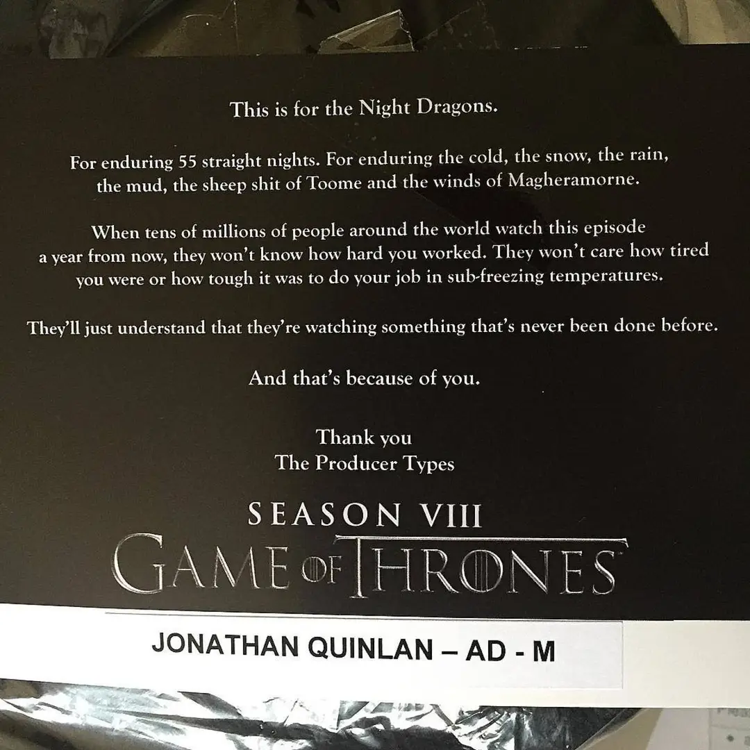 jonathan quinlan season 8 winterfell battle shoot magheramorne moneyglass