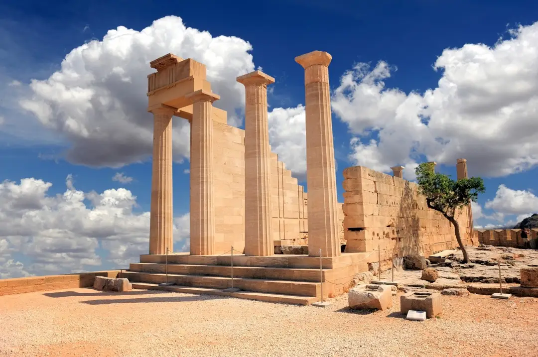 sights in rodos ruins of ancient temple lindos rhodes island greece 112 687d