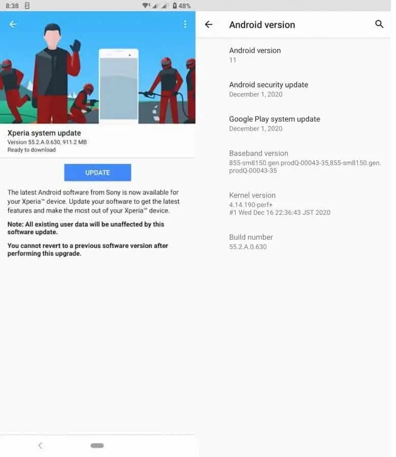 xperia 11 updates