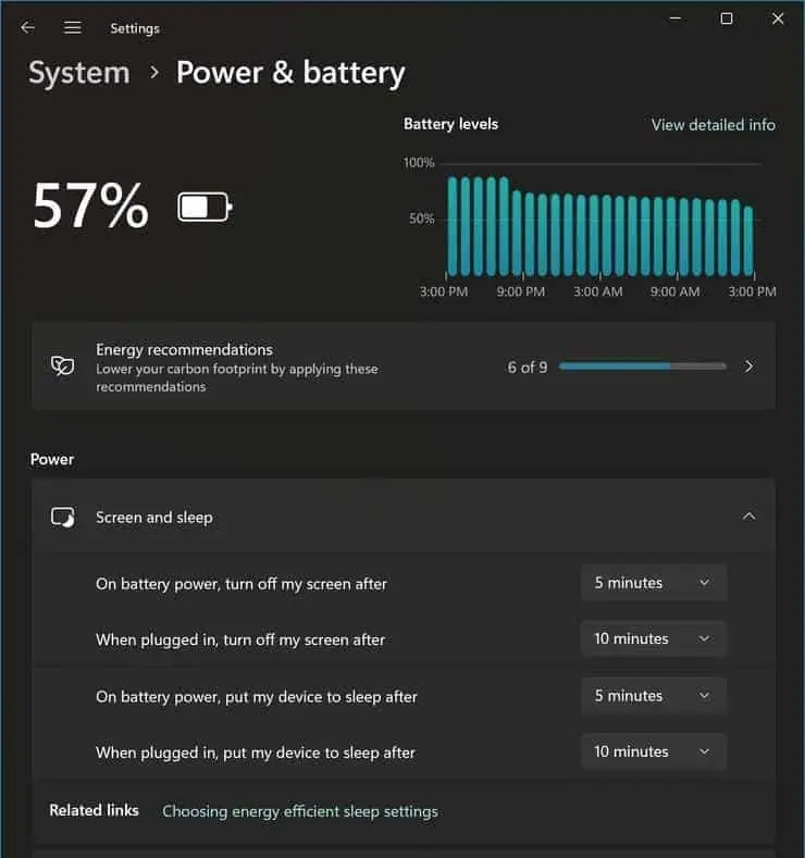 adjust sleep display settings