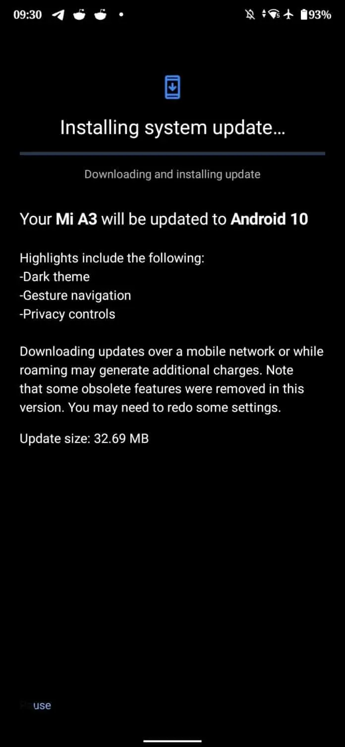 android 10 update mi a3