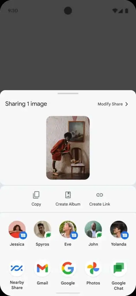 android 14 sharing options