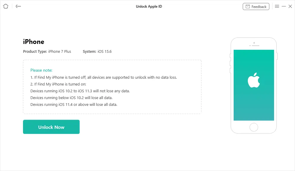 anyunlock ios apple id unlock now