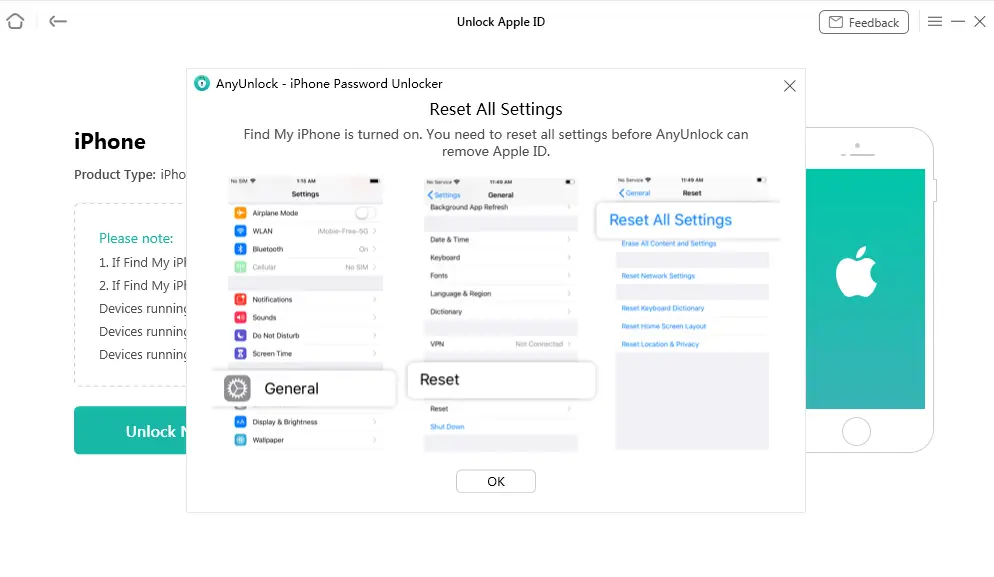 anyunlock unlock apple id reset your device