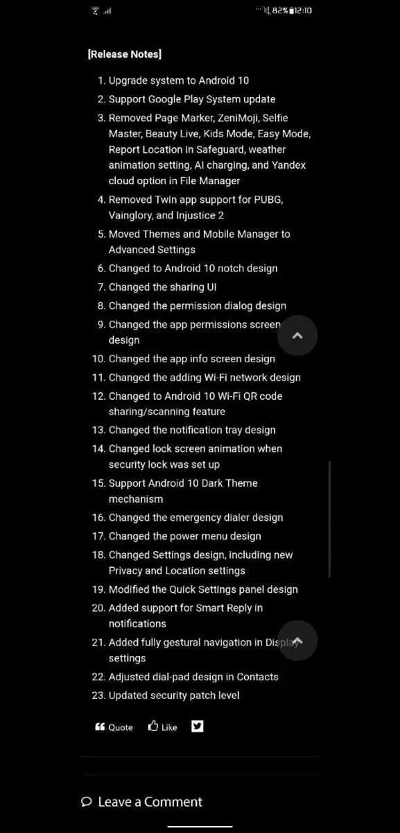 asus zenfone 5z android 10 zenui 6 beta changelog