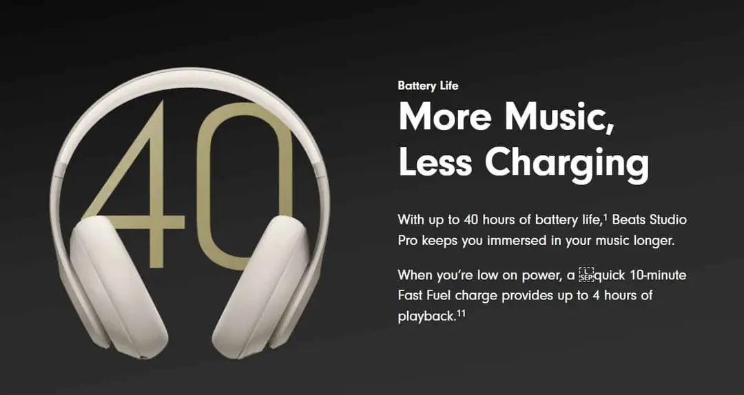 battery life of beats studio pro