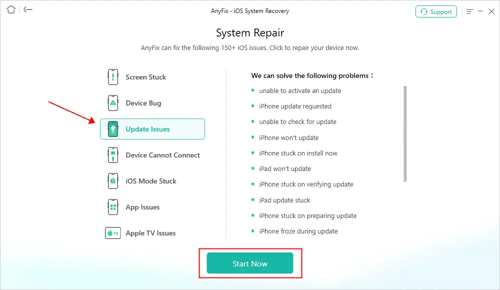 click on update issues