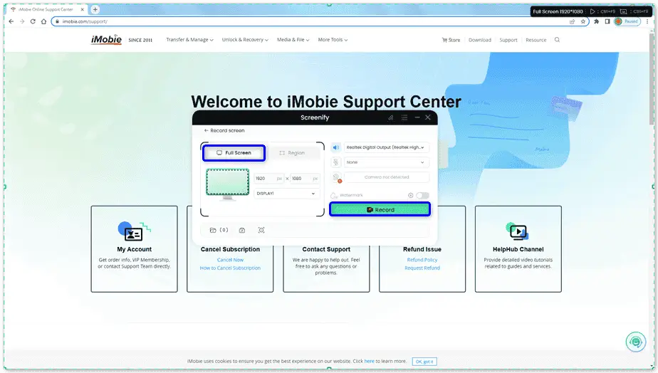 configure and start recording