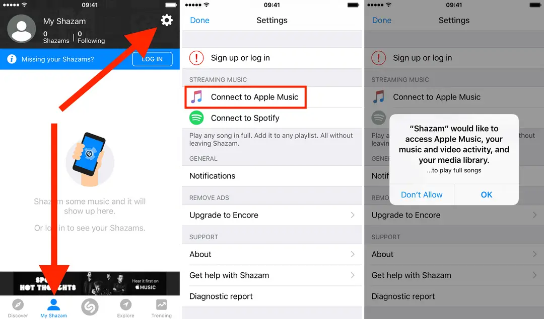 connect shazam to apple music