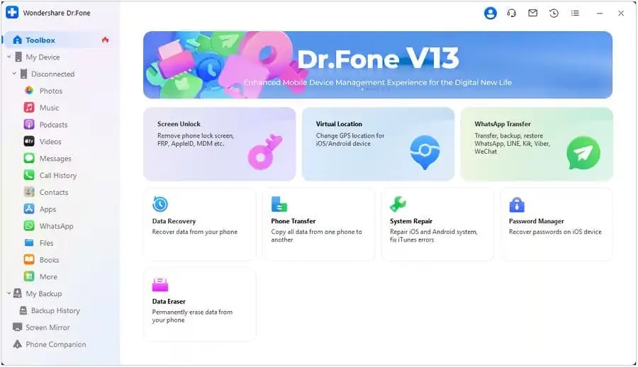download and install wondershare drfone data erase