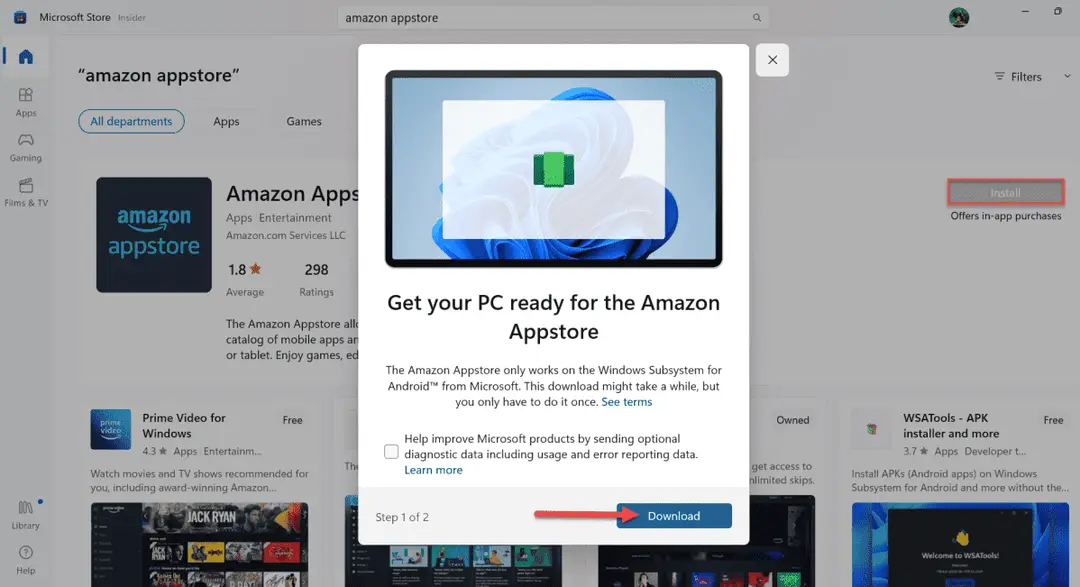 downloading amazon appstore for windows