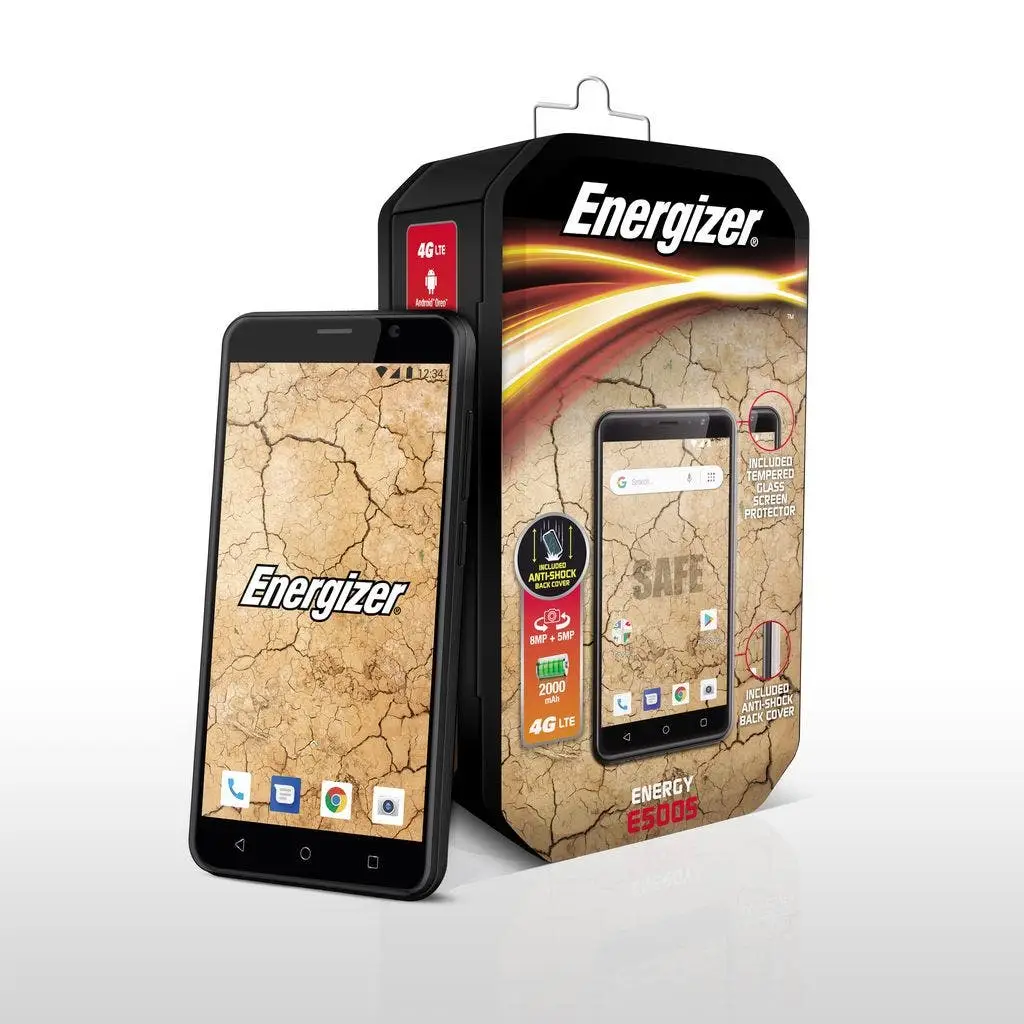 energizer energy e500s hd packaging and phone