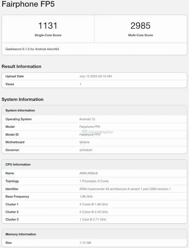 fairphone 5 geekbench