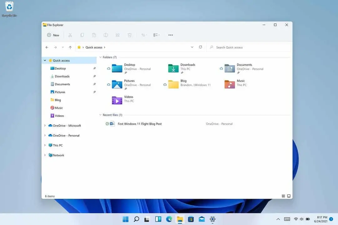 file explorer commandbar