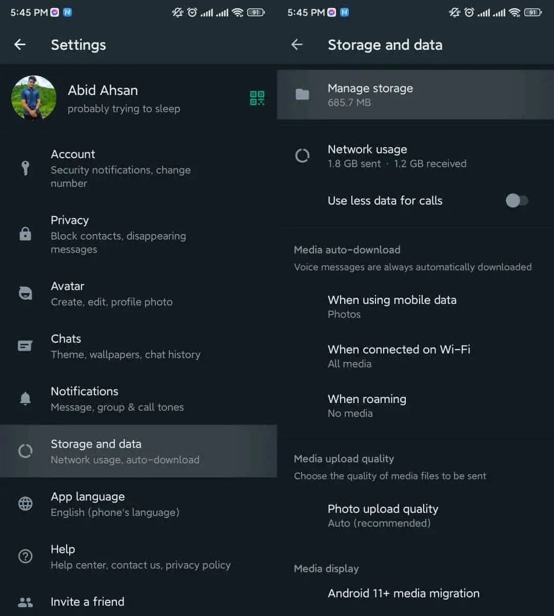 free up storage from whatsapp