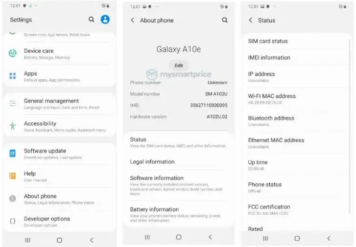 galaxy a10e