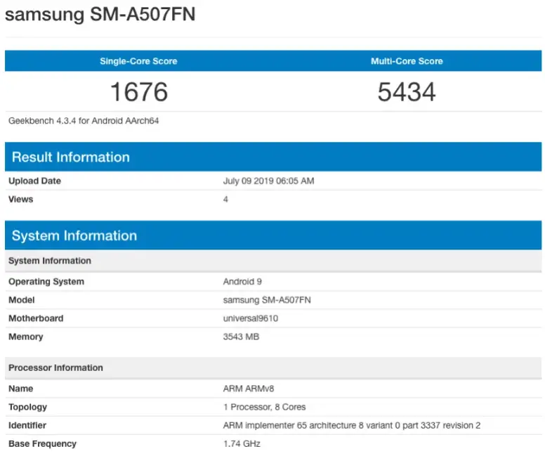 galaxy a50s geekbench
