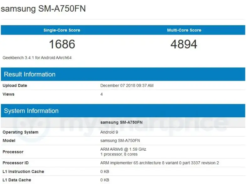 galaxy a7 2018 geekbench