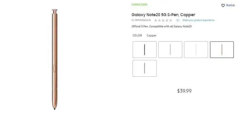 galaxy note 20 s pen